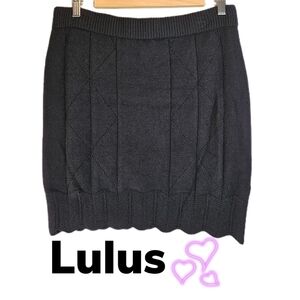 Lulus Black Knit Pull On Elastic Waist Pencil Short Casual Comfort Skirt Sz XL